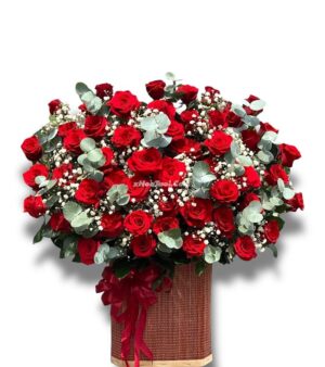 Giỏ Hoa Tone Đỏ Chúc Mừng (x0004)